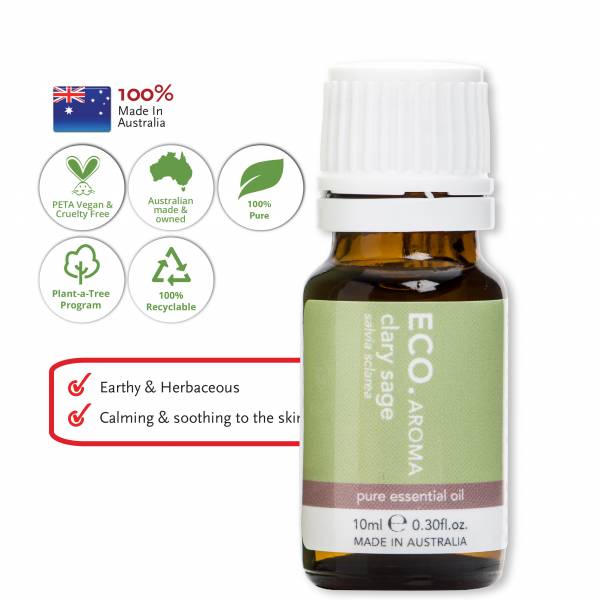 ECO AROMA CLARY SAGE ESSENTIAL OIL - 10ML [MFG 2/2021]