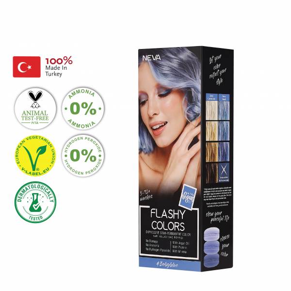 NEVA FLASHY COLORS (VEGAN)  EXPRESSIVE SEMI-PERMANENT COLOR - BABY BLUE 100ML