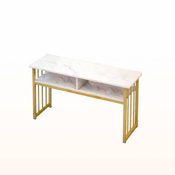 MT-2 Double Layer Manicure Table Gold Frame Salon Nail Desk (120cm)